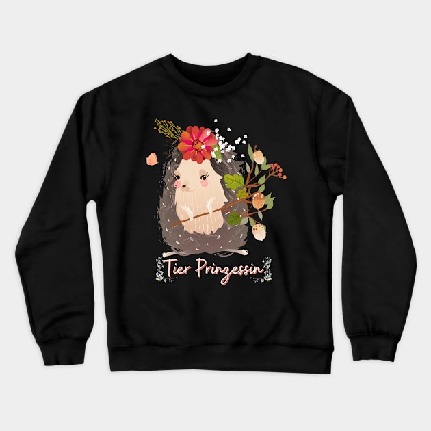 Igel Tier Prinzessin Blumen Süß Crewneck Sweatshirt by Maggini Art